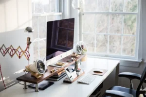 bureau, desk, thuiswerk, telewerk